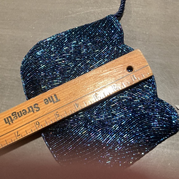 vintage unused peacock beaded evening bag - Picture 7 of 11